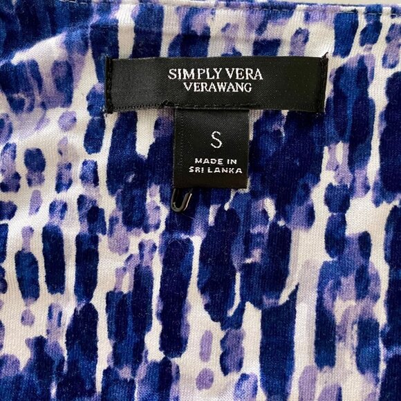 Simply Vera Vera Wang Blue Purple Print 1/2 Sleeve Caftan with Pockets Small NEW - Picture 9 of 11